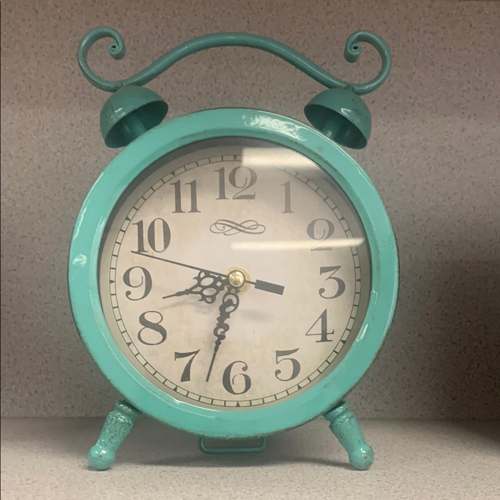 Vintage-Style Teal Alarm Clock